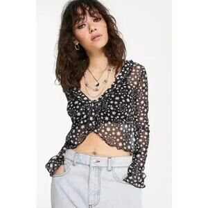 NEW! Free People 'Marne' Top in BLACK / WHITE (M)